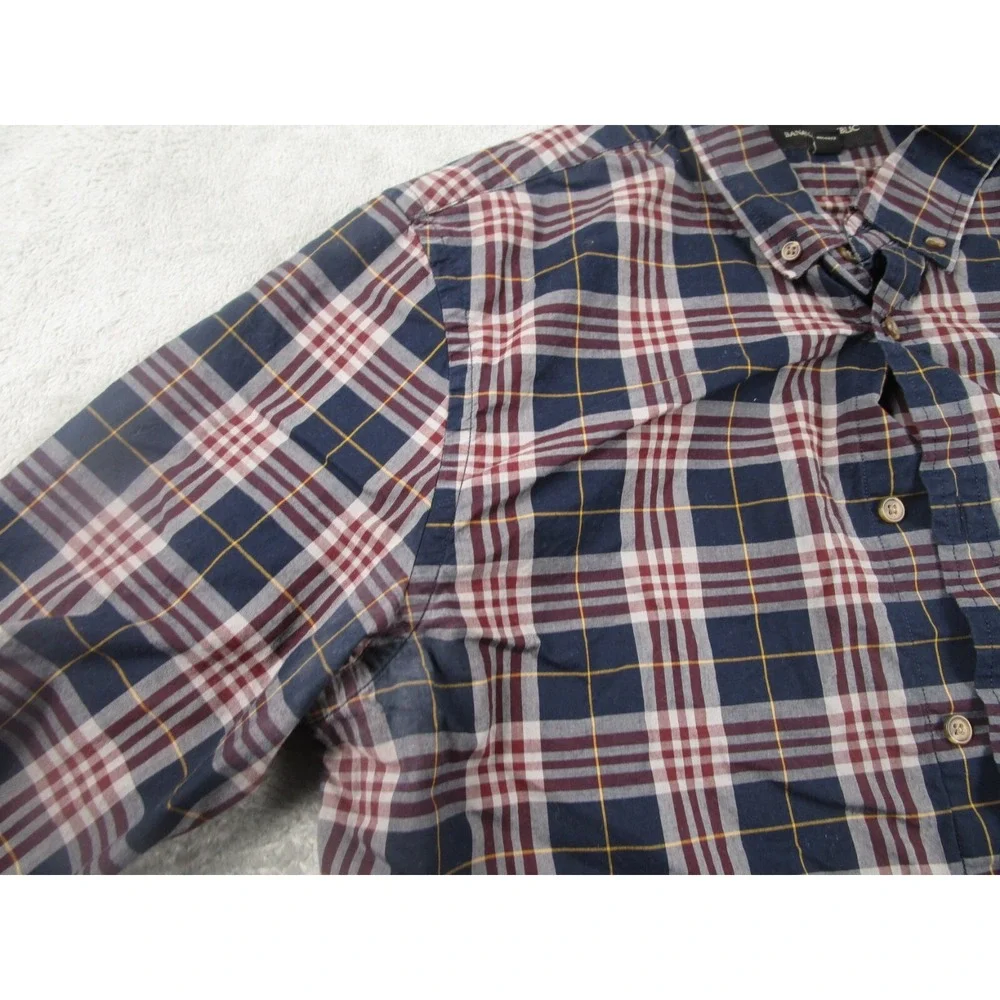 Banana Republic Shirt Mens Large Blue‎ Plaid Button Down Long Sleeve Preppy